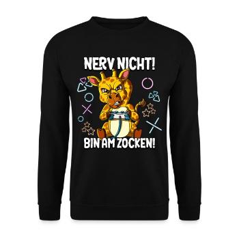 Zocken Gaming Nerv Nicht Bin Am Zocken - Unisex Pullover - Schwarz - Vorne - Alina (178cm) & Michal (187cm)
