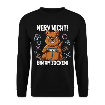 Zocken Gaming Nerv Nicht Bin Am Zocken - Unisex Pullover - Schwarz - Vorne - Alina (178cm) & Michal (187cm)