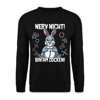 Zocken Gaming Nerv Nicht Bin Am Zocken - Unisex Pullover - Schwarz - Vorne - Alina (178cm) & Michal (187cm)