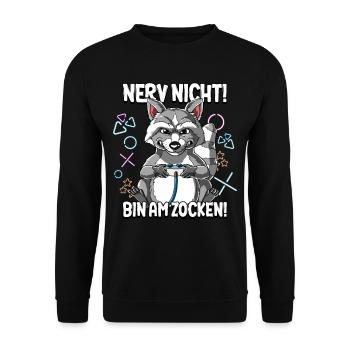 Zocken Gaming Nerv Nicht Bin Am Zocken - Unisex Pullover - Schwarz - Vorne - Alina (178cm) & Michal (187cm)