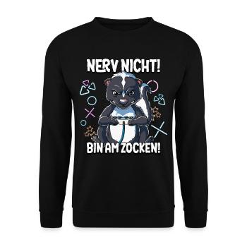 Zocken Gaming Nerv Nicht Bin Am Zocken - Unisex Pullover - Schwarz - Vorne - Alina (178cm) & Michal (187cm)