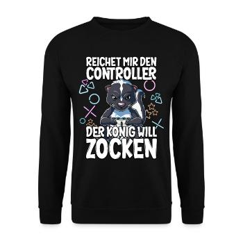 Videospiel Gaming Stinktier Zocken - Unisex Pullover - Schwarz - Vorne - Alina (178cm) & Michal (187cm)