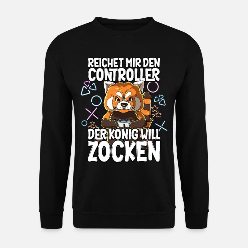 Videospiel Gaming Roter Panda Zocken - Unisex Pullover - Schwarz