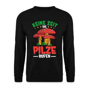 Pilzsammler Pilz Sucher - Unisex Pullover - Schwarz - Vorne - Alina (178cm) & Michal (187cm)