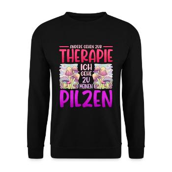 Pilzsammler Pilz Sucher - Unisex Pullover - Schwarz - Vorne - Alina (178cm) & Michal (187cm)