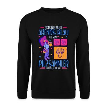 Pilzsammler Pilz Sucher - Unisex Pullover - Schwarz - Vorne - Alina (178cm) & Michal (187cm)