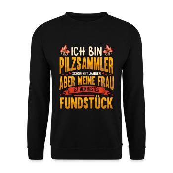 Pilzsammler Pilz Sucher - Unisex Pullover - Schwarz - Vorne - Alina (178cm) & Michal (187cm)