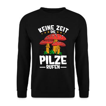Pilzsammler Pilz Sucher - Unisex Pullover - Schwarz - Vorne - Alina (178cm) & Michal (187cm)