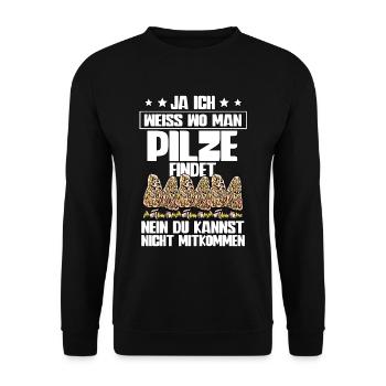 Pilzsammler Pilz Sucher - Unisex Pullover - Schwarz - Vorne - Alina (178cm) & Michal (187cm)