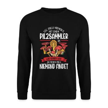 Pilzsammler Pilz Sucher - Unisex Pullover - Schwarz - Vorne - Alina (178cm) & Michal (187cm)