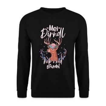 Mei Dirndl Hob I Ned Gfundn - Unisex Pullover - Schwarz - Vorne - Alina (178cm) & Michal (187cm)