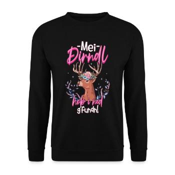 Mei Dirndl Hob I Ned Gfundn - Unisex Pullover - Schwarz - Vorne - Alina (178cm) & Michal (187cm)