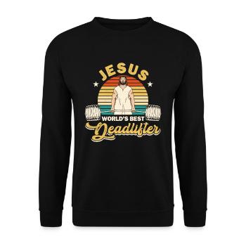 Jesus Weightlifter - Unisex Sweatshirt - black - Front - Alina (178cm) & Michal (187cm)