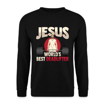 Jesus Weightlifter - Unisex Sweatshirt - black - Front - Alina (178cm) & Michal (187cm)