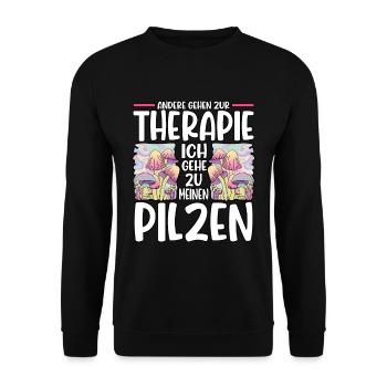 Pilzsammler Pilz Sucher - Unisex Pullover - Schwarz - Vorne - Alina (178cm) & Michal (187cm)