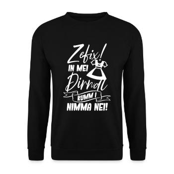 In Mei Dirndl Kumm I Nimma Nei - Unisex Pullover - Schwarz - Vorne - Alina (178cm) & Michal (187cm)