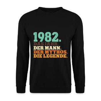 1982 Männer Geburtstag - Unisex Pullover - Schwarz - Vorne - Alina (178cm) & Michal (187cm)