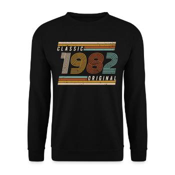 1982 Geburtstag - Unisex Pullover - Schwarz - Vorne - Alina (178cm) & Michal (187cm)