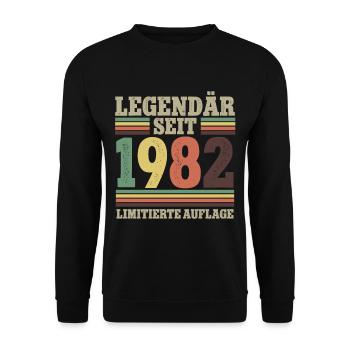 Legendär Seit 1982 Geburtstag - Unisex Pullover - Schwarz - Vorne - Alina (178cm) & Michal (187cm)