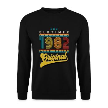Oldtimer 1982 Geburtstag - Unisex Pullover - Schwarz - Vorne - Alina (178cm) & Michal (187cm)