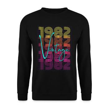 1982 Geburtstag - Unisex Pullover - Schwarz - Vorne - Alina (178cm) & Michal (187cm)