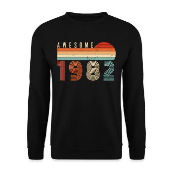 1982 Geburtstag - Unisex Pullover - Schwarz - Vorne - Alina (178cm) & Michal (187cm)