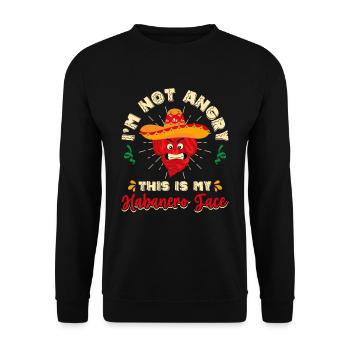 Habanero-Gesicht Design Scoville-Chili-Liebhaber - Unisex Pullover - Schwarz - Vorne - Alina (178cm) & Michal (187cm)