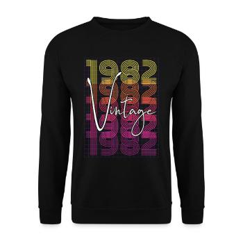 1982 Geburtstag - Unisex Pullover - Schwarz - Vorne - Alina (178cm) & Michal (187cm)