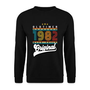 Oldtimer 1982 Geburtstag - Unisex Pullover - Schwarz - Vorne - Alina (178cm) & Michal (187cm)