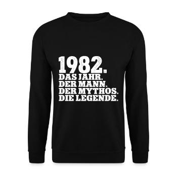 1982 Männer Geburtstag - Unisex Pullover - Schwarz - Vorne - Alina (178cm) & Michal (187cm)