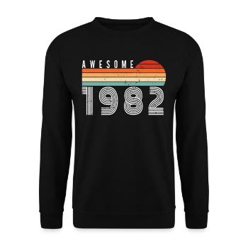 1982 Geburtstag - Unisex Pullover - Schwarz - Vorne - Alina (178cm) & Michal (187cm)