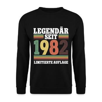 Legendär Seit 1982 Geburtstag - Unisex Pullover - Schwarz - Vorne - Alina (178cm) & Michal (187cm)
