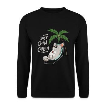 Just Chin Chillin Design for a Chinchilla - Unisex Sweatshirt - black - Front - Alina (178cm) & Michal (187cm)