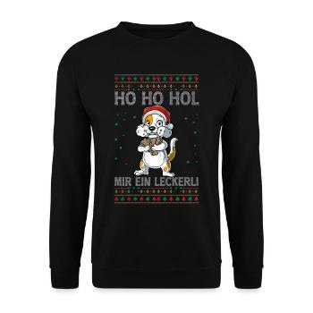 Hund Weihnachten - Unisex Pullover - Schwarz - Vorne - Alina (178cm) & Michal (187cm)