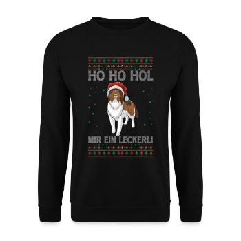 Shetland Sheepdog Weihnachten - Unisex Pullover - Schwarz - Vorne - Alina (178cm) & Michal (187cm)