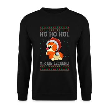 Corgi Weihnachten - Unisex Pullover - Schwarz - Vorne - Alina (178cm) & Michal (187cm)