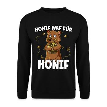 Bär Honig - Unisex Pullover - Schwarz - Vorne - Alina (178cm) & Michal (187cm)