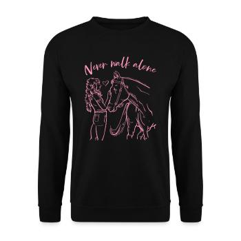 Never Walk Alone Pferde - Unisex Pullover - Schwarz - Vorne - Alina (178cm) & Michal (187cm)
