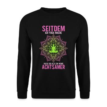 Seitdem Ich Yoga Mache - Unisex Pullover - Schwarz - Vorne - Alina (178cm) & Michal (187cm)