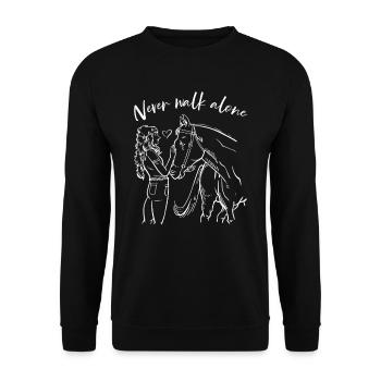 Never Walk Alone Pferde - Unisex Pullover - Schwarz - Vorne - Alina (178cm) & Michal (187cm)