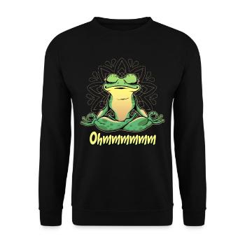 Yoga Frosch - Unisex Pullover - Schwarz - Vorne - Alina (178cm) & Michal (187cm)
