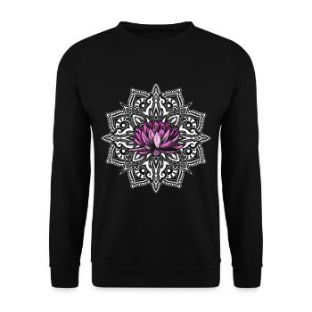 Yoga Mandala - Unisex Pullover - Schwarz - Vorne - Alina (178cm) & Michal (187cm)