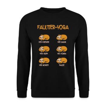 Faultier Yoga - Unisex Pullover - Schwarz - Vorne - Alina (178cm) & Michal (187cm)