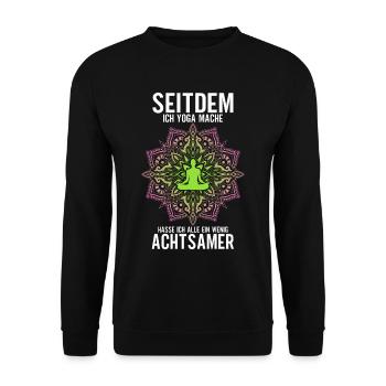Seitdem Ich Yoga Mache - Unisex Pullover - Schwarz - Vorne - Alina (178cm) & Michal (187cm)