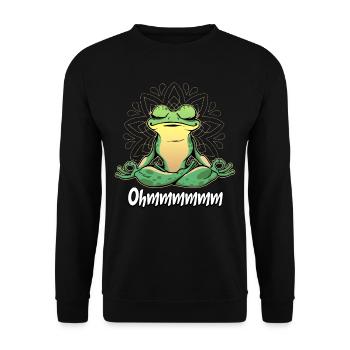 Yoga Frosch - Unisex Pullover - Schwarz - Vorne - Alina (178cm) & Michal (187cm)