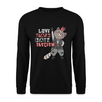 Love Trash Hate Facism Anti-Fascism Activists - Unisex Sweatshirt - black - Front - Alina (178cm) & Michal (187cm)