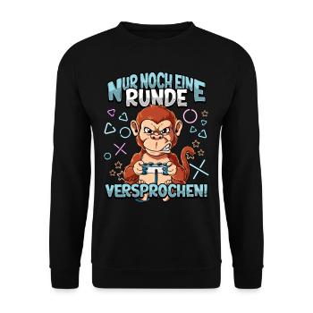 Nur noch eine Runde Zocken Gaming - Unisex Pullover - Schwarz - Vorne - Alina (178cm) & Michal (187cm)
