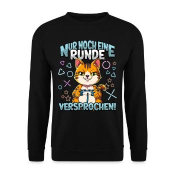 Nur noch eine Runde Zocken Gaming - Unisex Pullover - Schwarz - Vorne - Alina (178cm) & Michal (187cm)