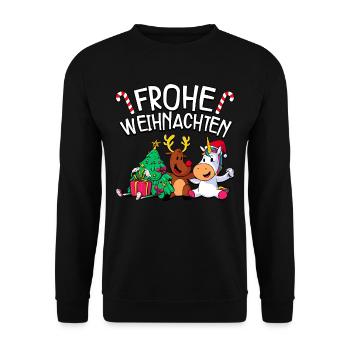 Frohe Weihnachten - Unisex Pullover - Schwarz - Vorne - Alina (178cm) & Michal (187cm)