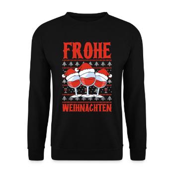 Weinnachten Frohe Weihnachten - Unisex Pullover - Schwarz - Vorne - Alina (178cm) & Michal (187cm)